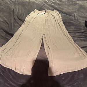 Zara Women's Wide-Leg Beige Pants